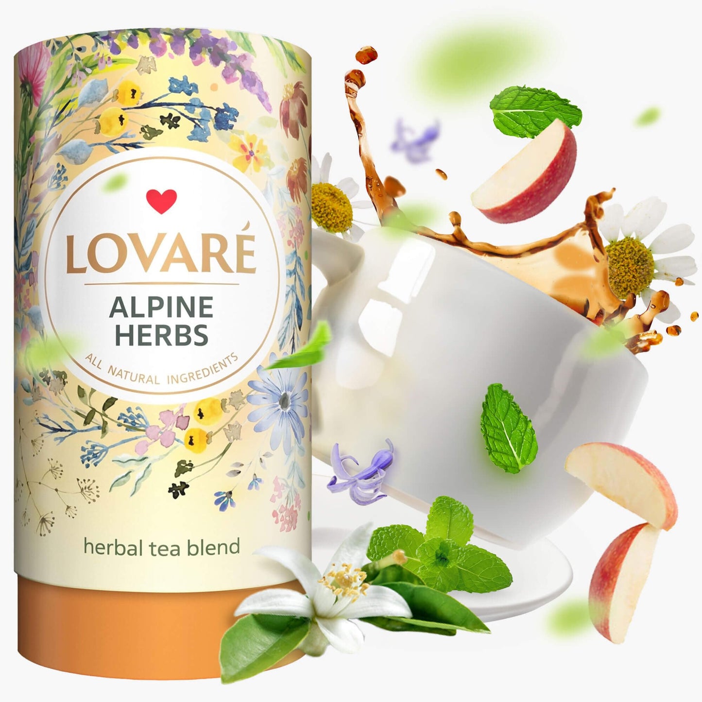 LOVARE Alpine Herbs Loose Leaf Tea 80 g - Made in Ukraine - Lemongrass, Chamomile Flowers, Rose Hips, Orange Peel and Blossom, B