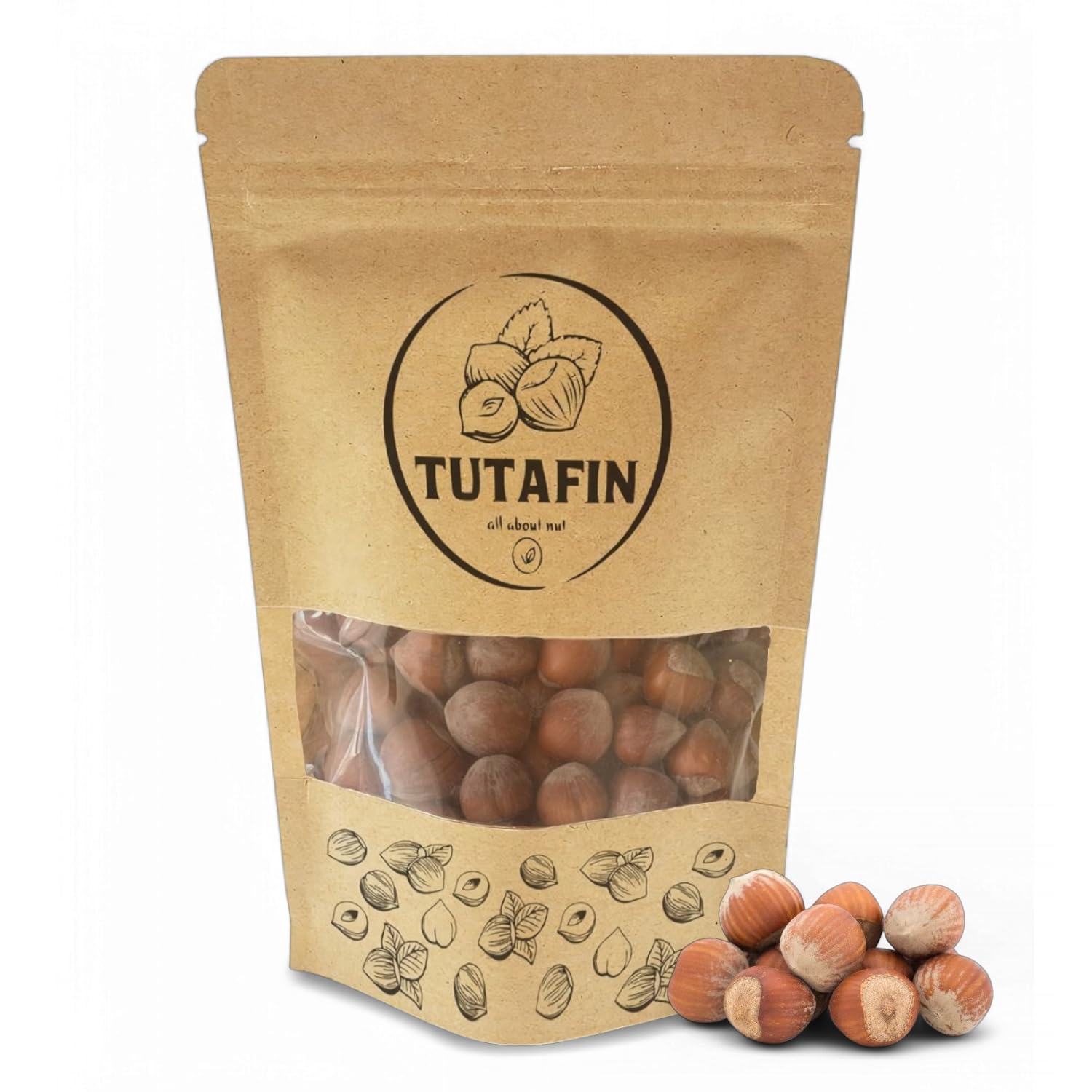 Tutafin Premium Raw Hazelnuts in Shell - Jumbo Whole Filberts, Fresh Harvested, Turkish Hazelnuts for Snacking & Baking - 8 oz (