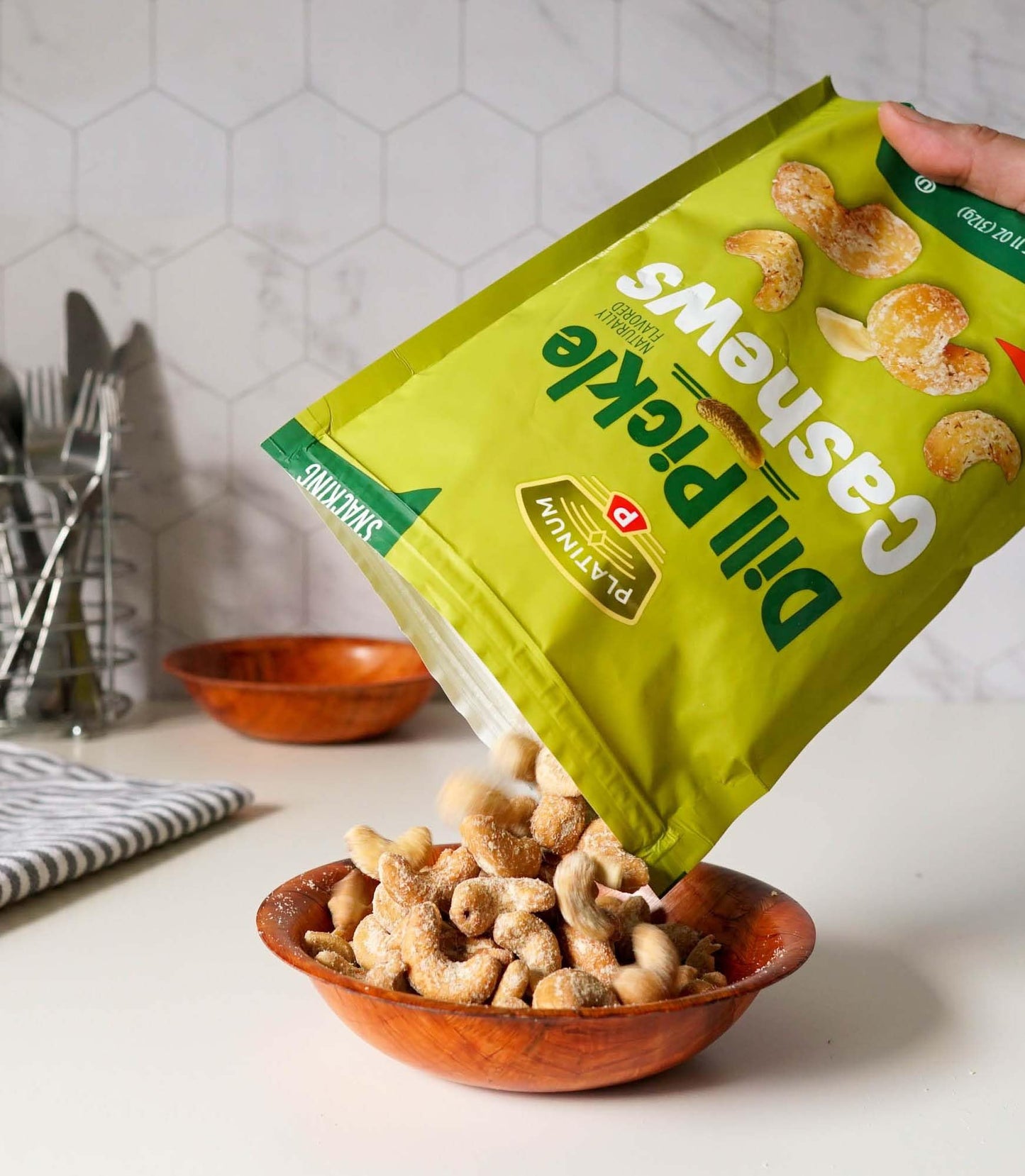 Platinum Dill Pickle Cashews - Plant Based Snack - 11oz Resealable Pouch