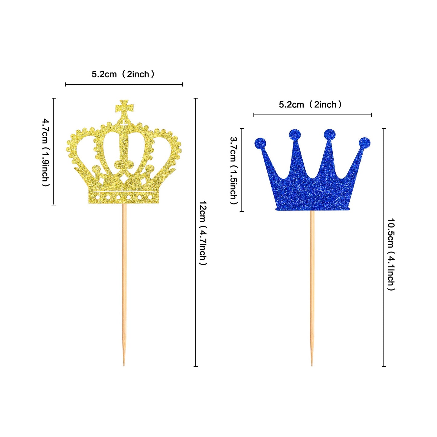 Ercadio 24 Pack Crown Cupcake Toppers Prince And Princes Royal Crown Cupcake Picks King Queen Crown Cupcake Decors For Prince Cr