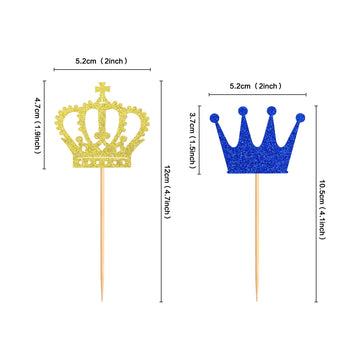 Ercadio 24 Pack Crown Cupcake Toppers Prince And Princes Royal Crown Cupcake Picks King Queen Crown Cupcake Decors For Prince Cr