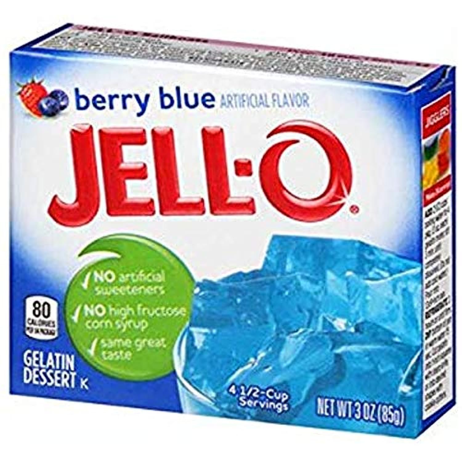 JELLO Berry Blue Gelatin Dessert Mix 3 Ounce Box (Pack of 2)