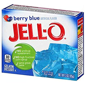 JELLO Berry Blue Gelatin Dessert Mix 3 Ounce Box (Pack of 2)