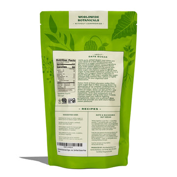 Worldwide Botanicals Organic Date Sugar Powder, 1 Pound - 100% Pure Dried Dates, Natural Whole Food Sweetener, Gluten-Free