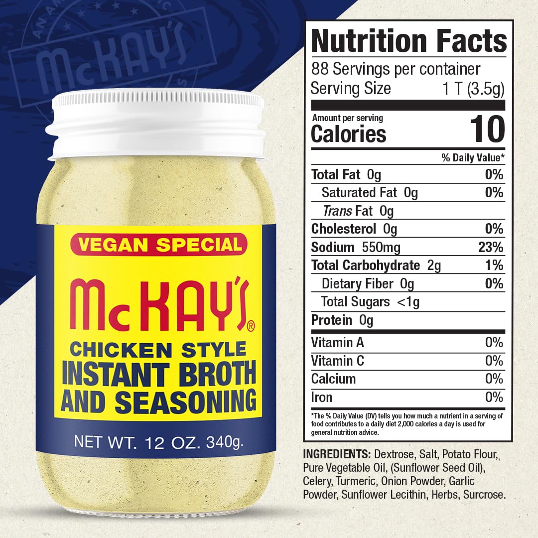 Mc Kay's Chicken and Beef Flavored Powdered Soup Seasoning, Gluten Free Instant Broth, Bullion Cubes Substitute, Est. 1945 (Vega