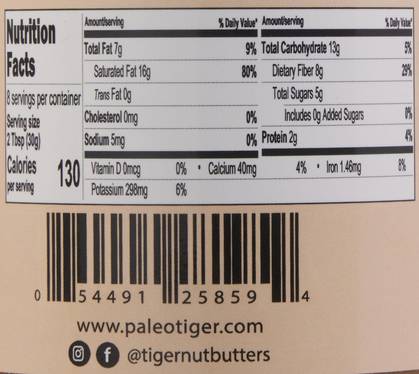 Paleo Tiger Pumpkin Pie Tiger Nut Butter, Coconut Free, AIP, Nut Free, 8 Ounces