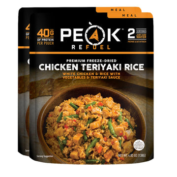 Peak Refuel Chicken Teriyaki Rice | 40G Protein | 580 Calories | 100% Real Meat | Top-Grade Freeze Dried Backpacking & Camping Food | 2 Servings | Ideal Mre Survival Meal (2-Pack)