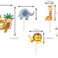 6Pcs Jungle Animal Happy Birthday Cake Toppers Elephant Giraffe Hedgehog Lion Monkey Cake Decorations Animals Party Baby Showers