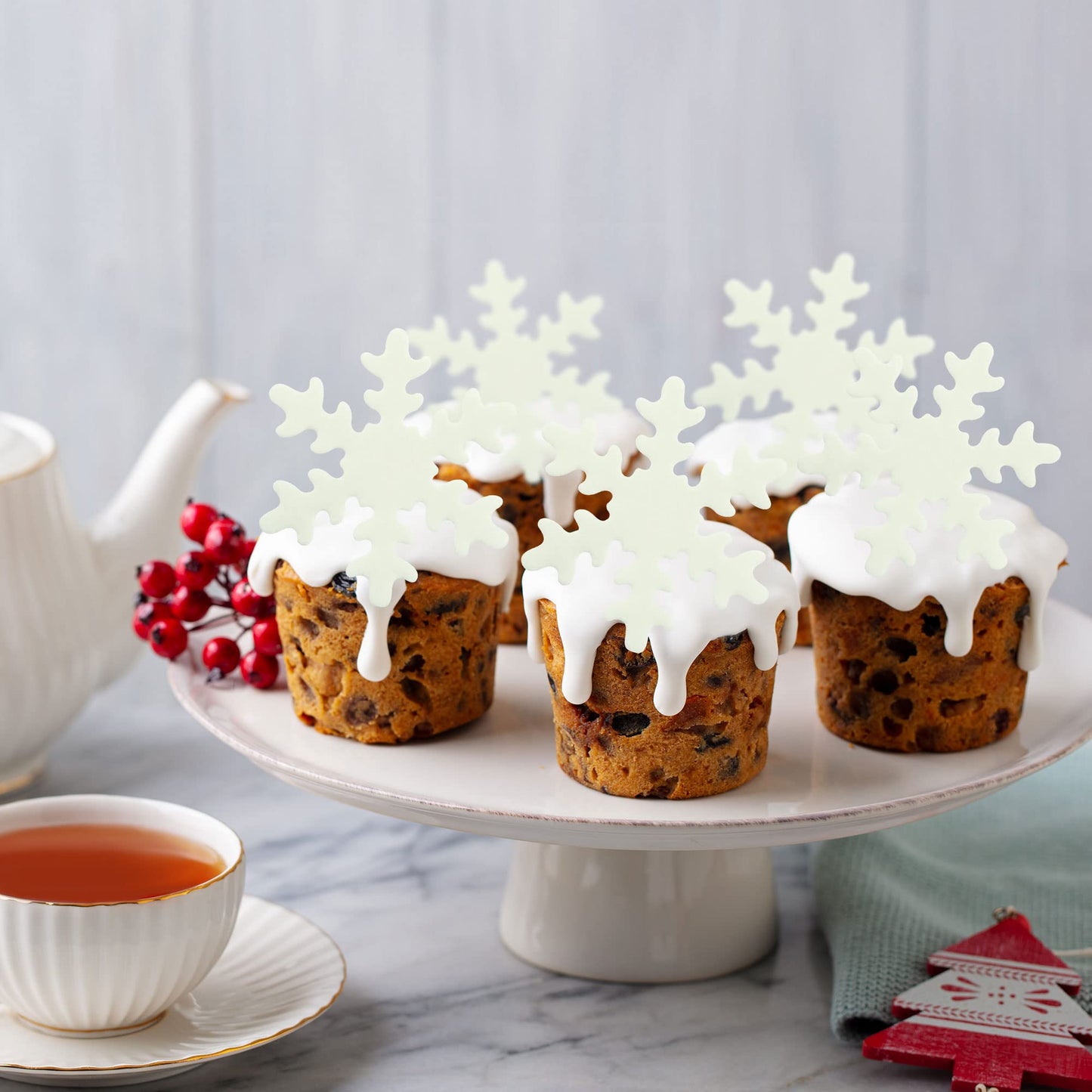 50Pcs White Edible Snowflake Cupcake Toppers Snowflakes Cake Topper Decorations For Christmas Winter Holiday Frozen Theme Babysh