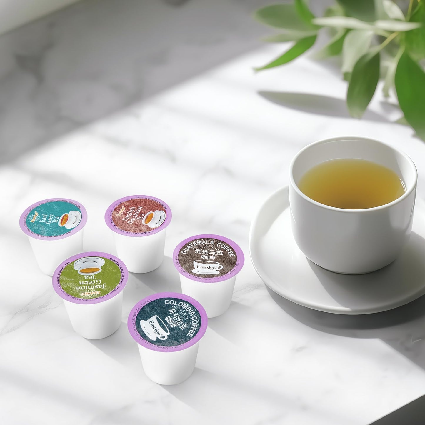 Eastsign Tea K Cups, 24-Count Tea Variety Pack, 4 Flavors K Cup Tea Pods English Breakfast, Jasmine, Earl Grey, Green Tea, Gifts For Festival
