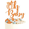 1 PCS Pumpkin Oh Baby Cake Topper Glitter Fall Theme Pumpkin Baby Shower Cake Pick for Baby Shower Kids Birthday Thanksgiving Pa