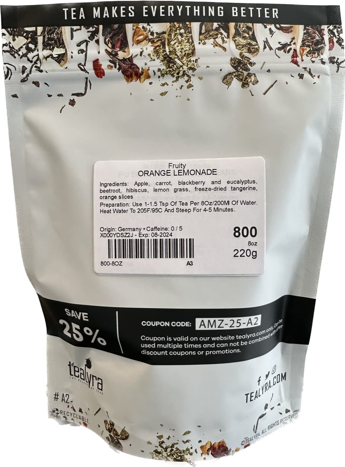 Tealyra Herbal Fruity Loose Leaf Tea Blend - Orange Lemonade - Caffeine-Free - 8 Ounce