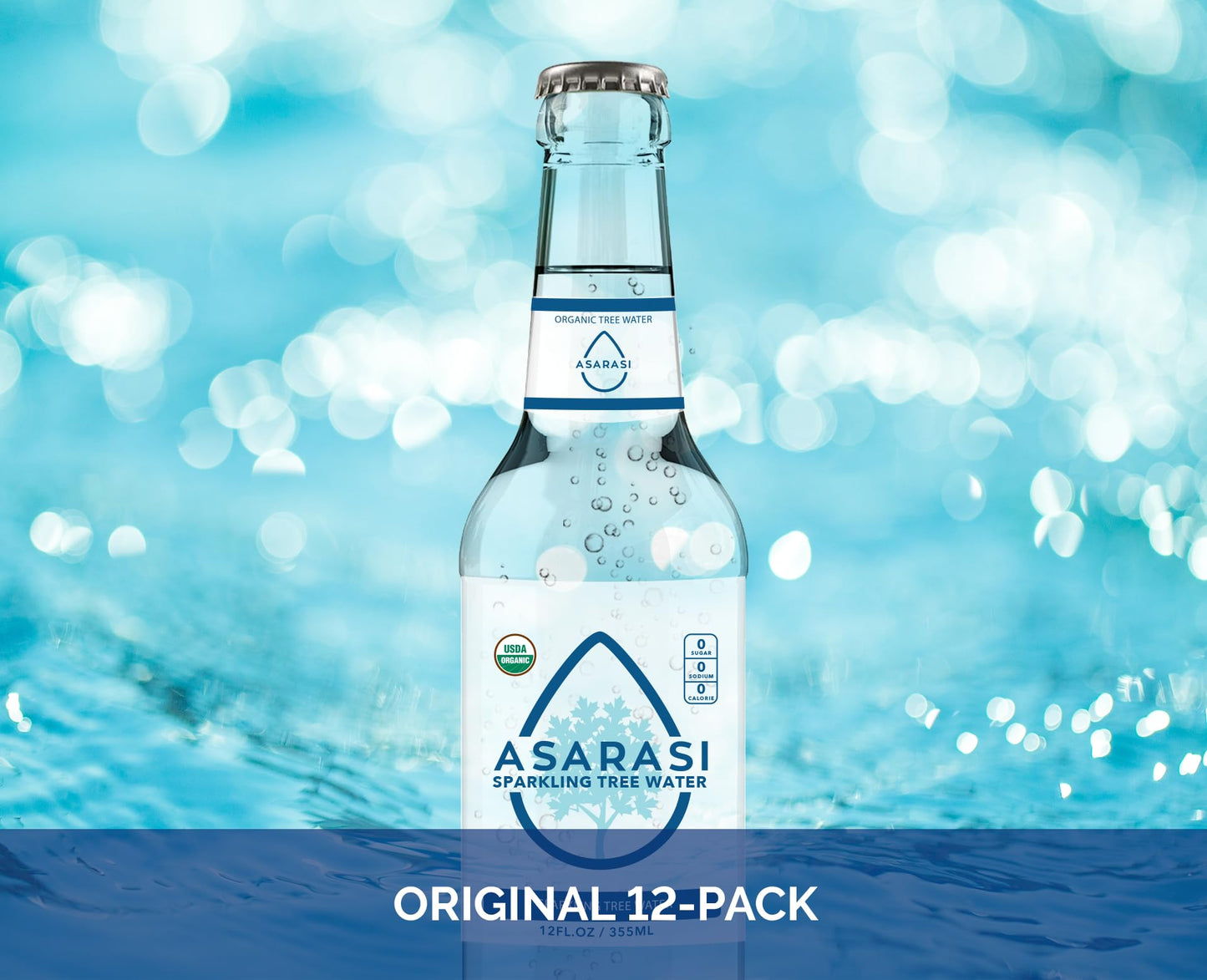 Asarasi Organic Sparkling Tree Water (12 Fl Oz (Pack of 12), Natural)