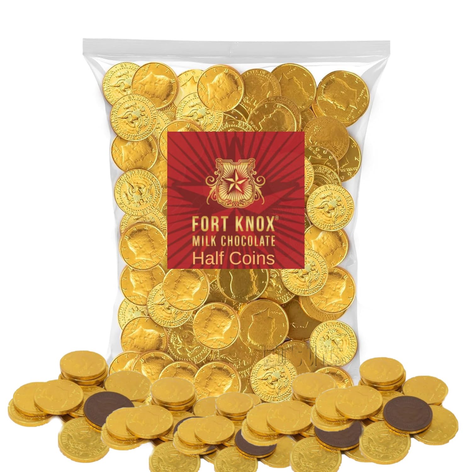 Holiday Gold Half Dollar Chocolate Coins. Milk Chocolate Coins for Birthdays, Christmas, Halloween or any ocasion. Half Dollar G