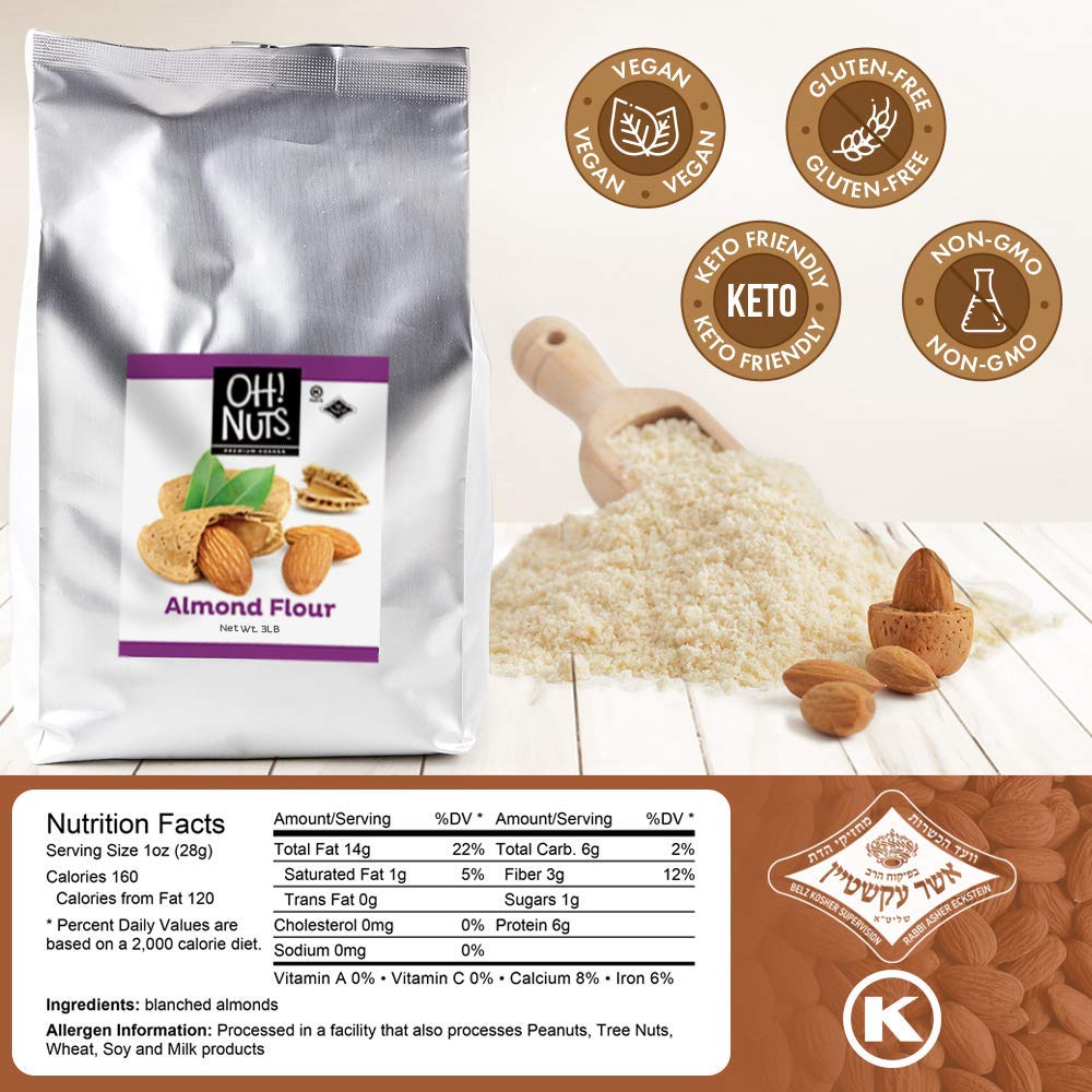 Oh! Nuts Blanched Almond Flour, Gluten-Free, Vegan, Keto Friendly, 48 Ounce