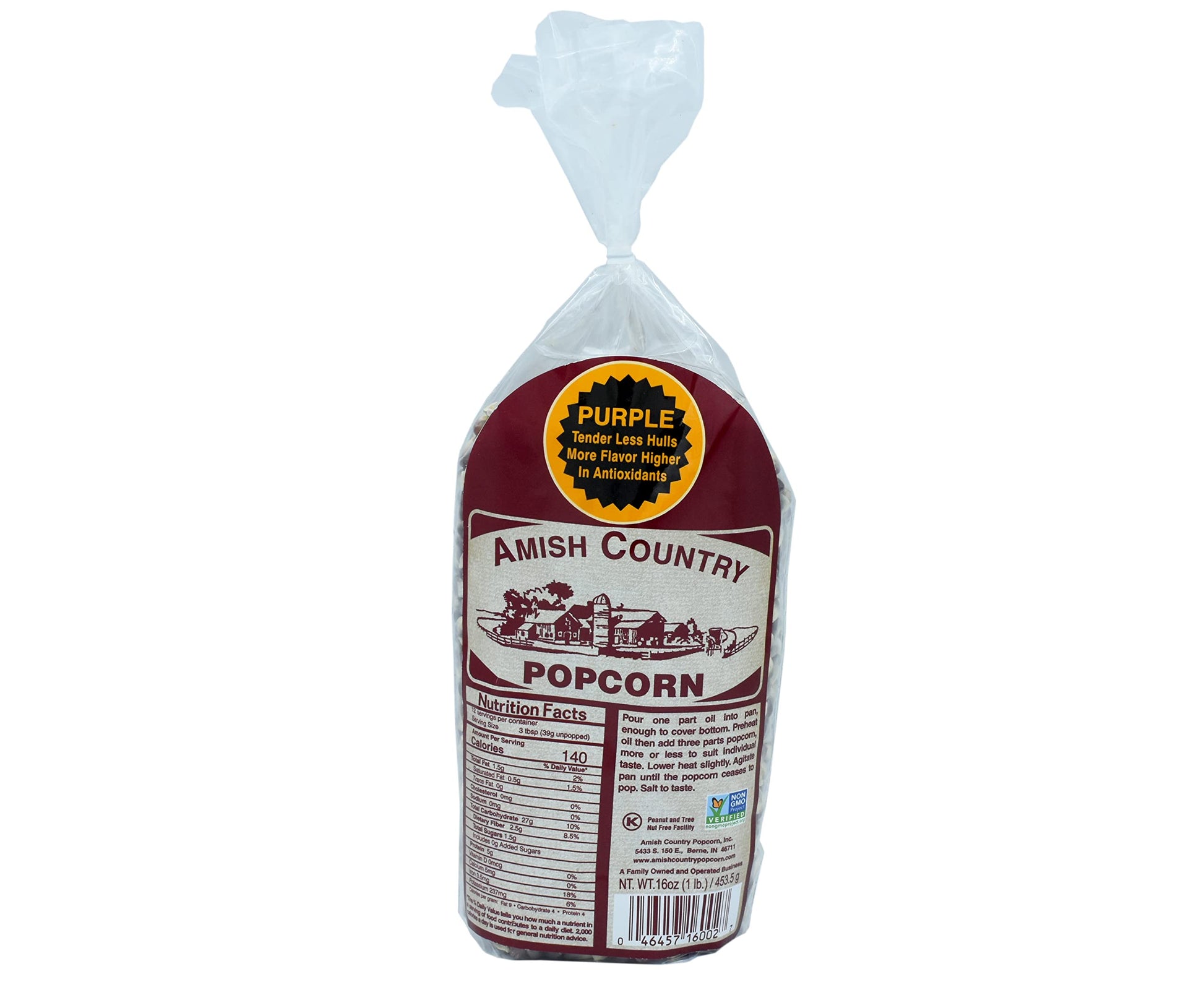 Amish Country Popcorn | 1 Lbs Bag | Purple Popcorn Kernels | Old Fashioned, Non-Gmo And Gluten Free (Purple - 1 Lbs Bag)