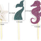 24 Pieces Mermaid Theme Glitter Cupcake Topper Cake Picks Decoration For Baby Shower Birthday Party Favors, Mermaid Tail, Seahor