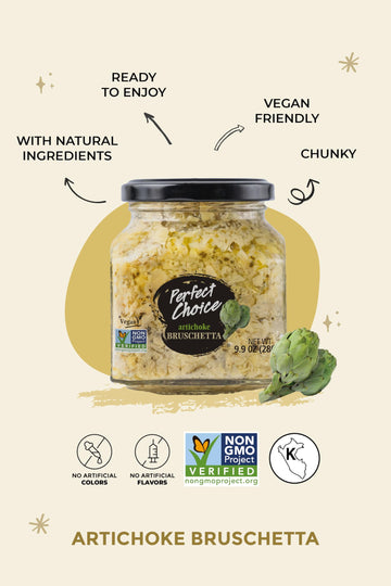 Perfect Choice Artichoke Bruschetta - Delicious Bruschetta Bread Spread - Ready-To-Eat Dip - 9.9 Oz (Pack Of 3)