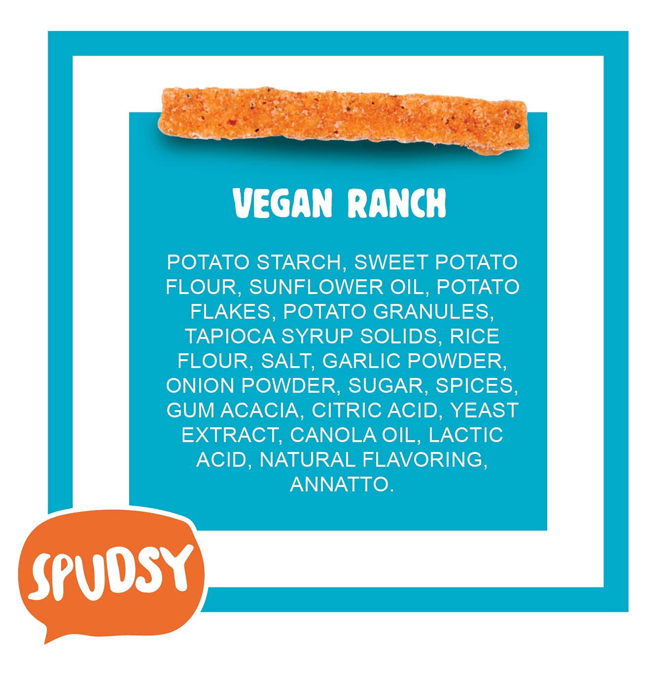 Spudsy Zesty Ranch Sweet Potato Fries | Vegan, Gluten Free Veggie Straws | Plant-Based, Top-9 Allergen-Free, Non-Gmo, Kosher, Su