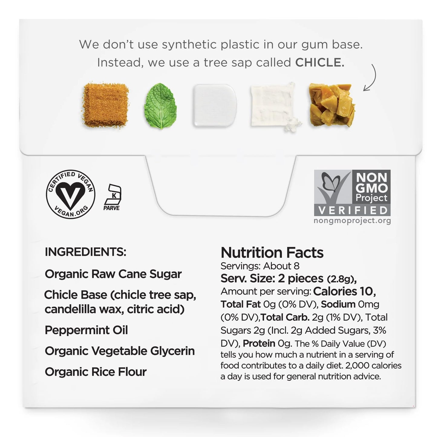 Simply Gum | Peppermint | Plant- Based Chewing Gum | Pack Of Six (90 Pieces Total) | Synthetic Plastic Free + Aspartame Free + Non Gmo