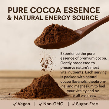 WHDEOW High Flavanol Cocoa Powder – Vegan, Non-GMO, Sugar-Free, 7.05oz – Supports Circulation & Energy