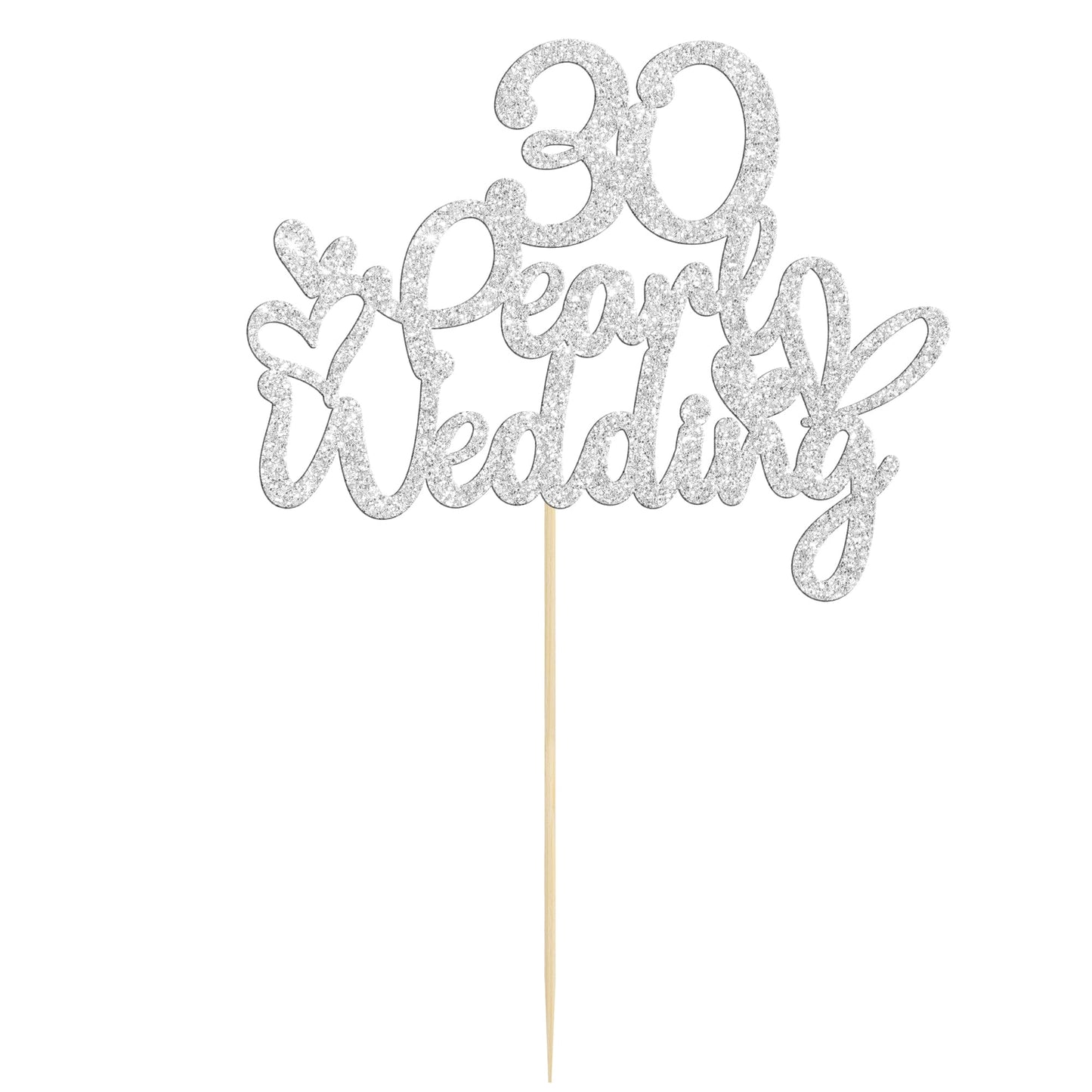 Gyufise 1Pcs 30 Pearl Wedding Cake Topper Glitter 30 Pearl Years Cake Pick Decoration For Happy 30Th Anniversary Wedding Party C