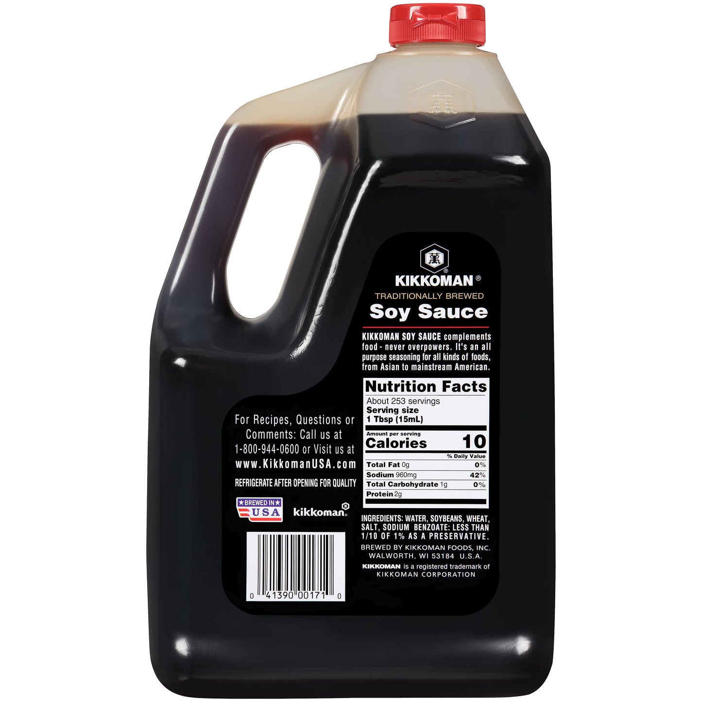 Kikkoman - Traditionally Brewed Soy Sauce, Organic Soy Sauce, All Purpose Seasoning, No Added Preservatives - 1 Gallon (Pack Of 1)
