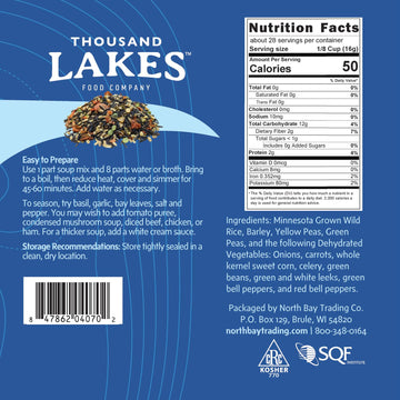 Thousand Lakes Minnesota Wild Rice Soup Mix With Vegetables - 1 Pound | Fat Free | 20+ Servings | 100% Natural | Vegetarian