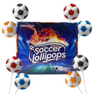 24 Ct Golazo Soccer Ball Candy Lollipops Suckers Individually Wrapped Bulk, 4 Colors + 4 Fruits Flavors, Sports Themed Sucker Lollipop Candies For Party Favors, Team  , Gifts & Goodie Bags