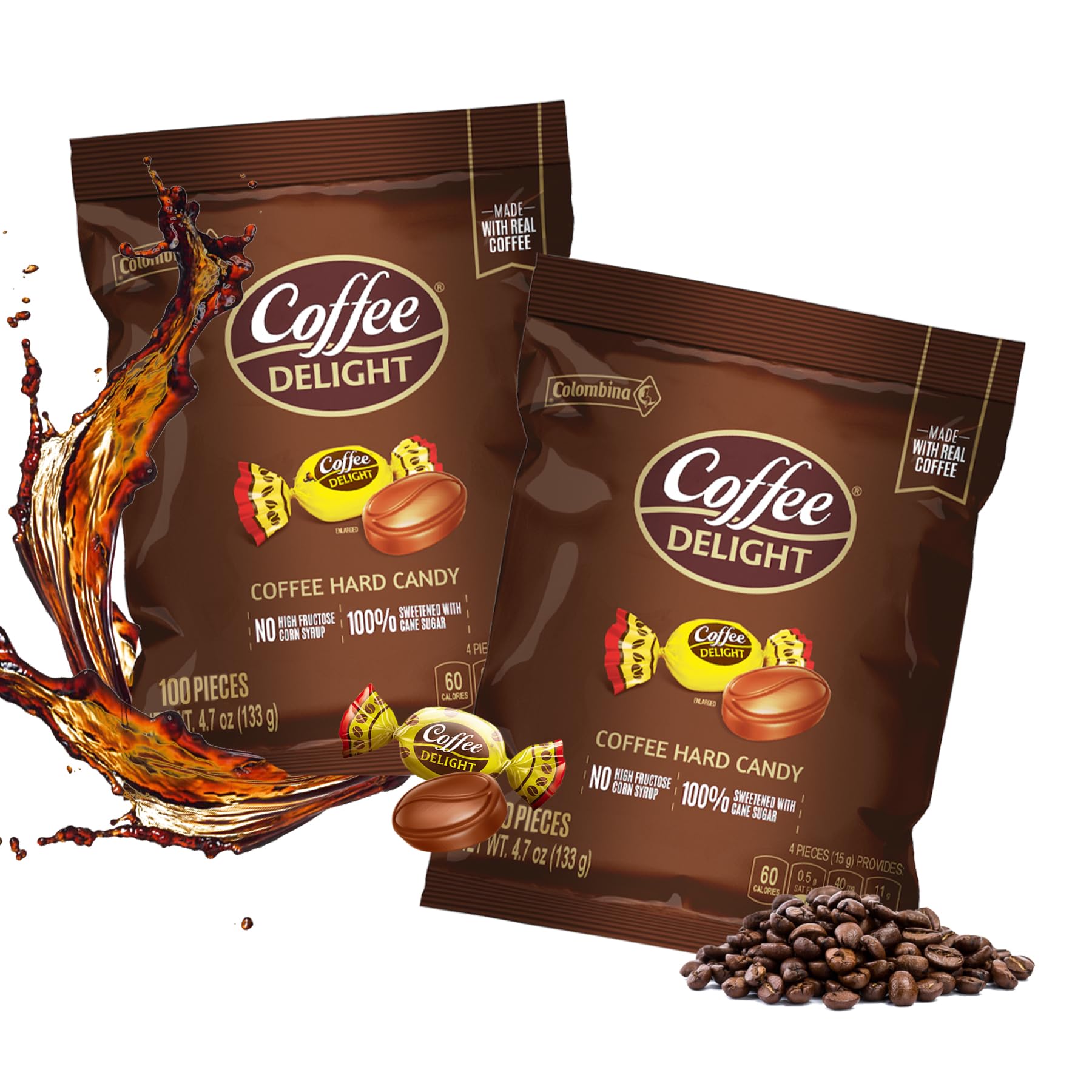 Colombina Coffee Delight Hard Candy, Gluten-Free Coffee-Flavored Candies Made W/Authentic Colombian Coffee, 2 Pack (200 Count)