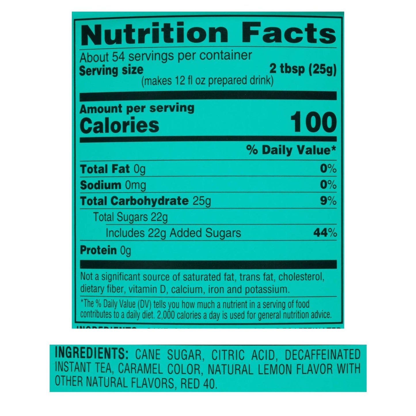 4C Powdered Drink Mix, Decaffeinated Iced Tea, 3 Pack, 47.2 Ounce Total, Family Size Cannisters