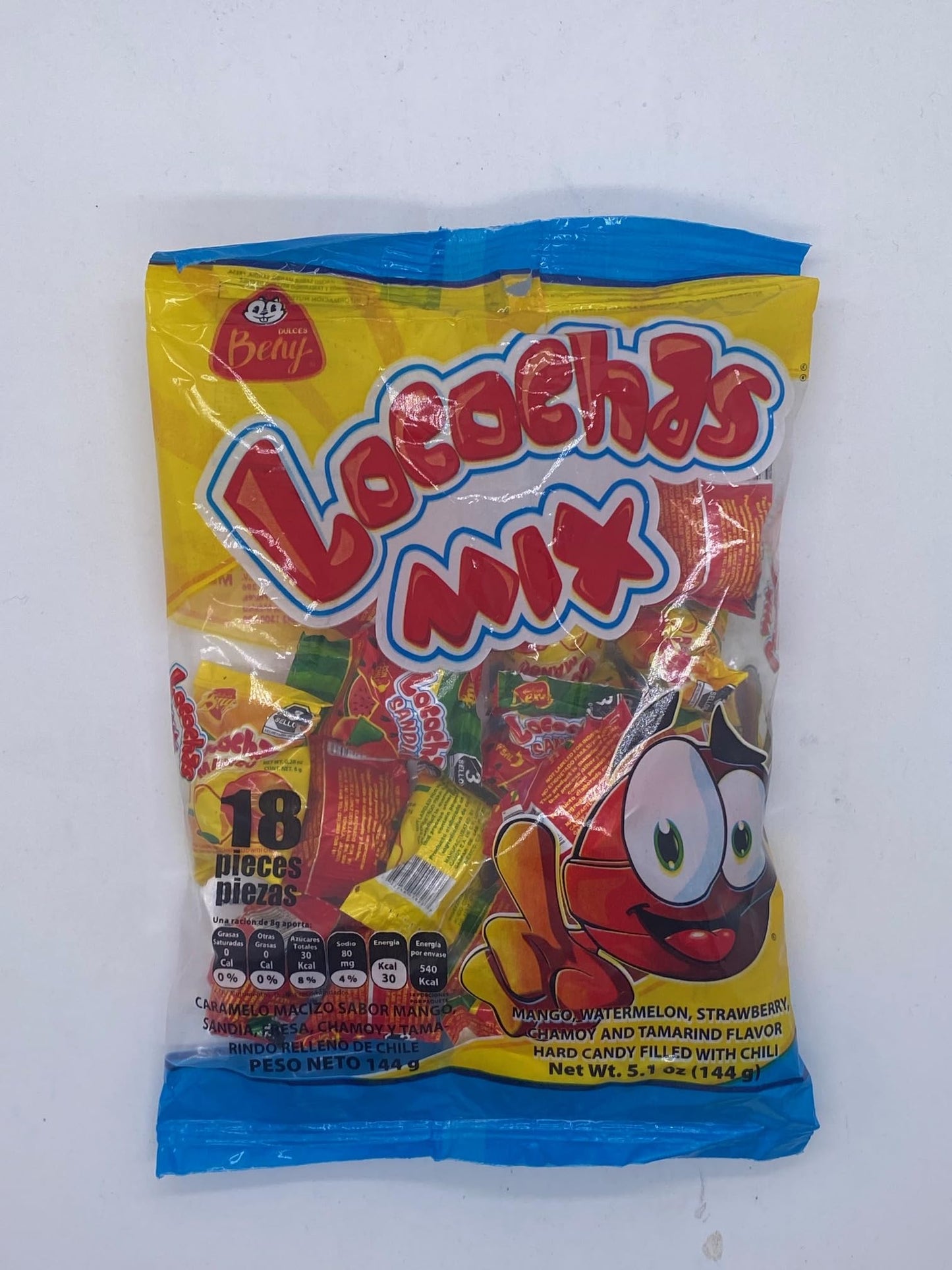 Beny Locochas Peg Bag Hard Candy With Chili Powder Center 5.1Oz 18Pcs (Watermelon (Sandia))