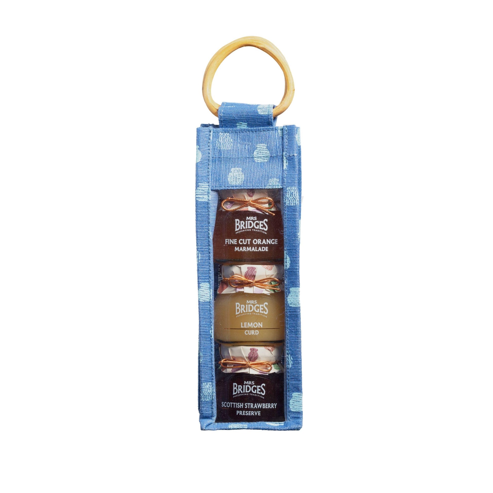 Mrs Bridges Tall Triple Gift Set  Strawberry Preserve With Sparkling Drink  Lemon Curd And Fine Cut Marmalade