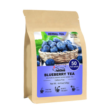 FullChea - Blueberry Tea Bags, 50 Teabags - Premium Blueberry Blend Herbal Tea - Harmonious Mix of Blueberries, Hibiscus, Raisin
