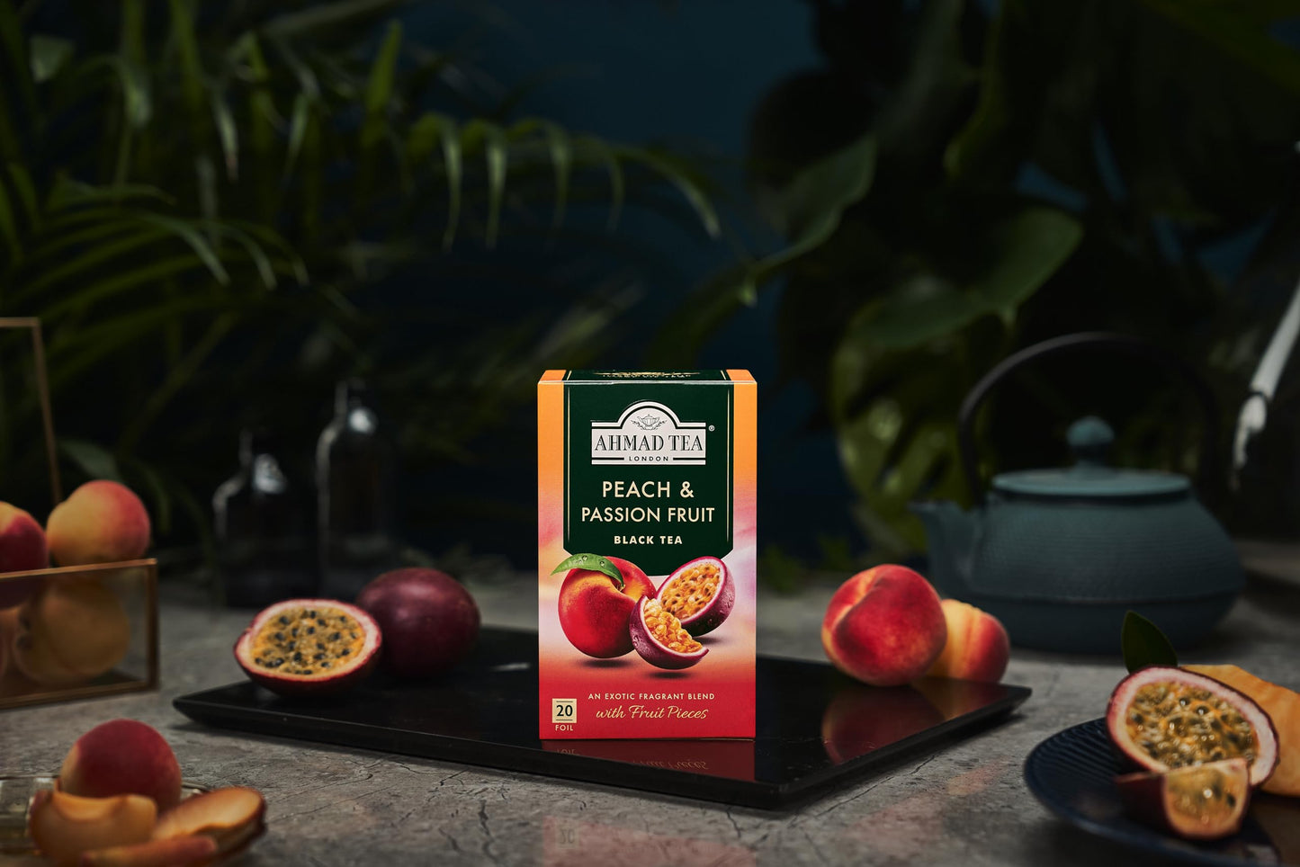 Ahmad Tea Black Tea, Peach & Passion Fruit Teabags, 20 Ct (Pack Of 1) - Caffeinated & Sugar-Free