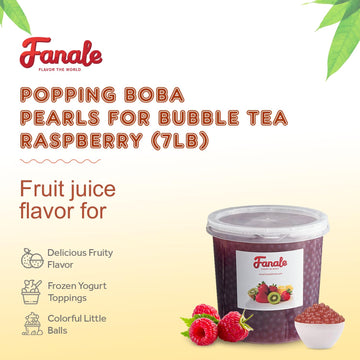 Fanale Popping Boba Pearls For Bubble Tea - 7 Lb | Raspberry | Bursting Boba Pearls Bubble | Fruit Juice Flavor For Shakes, Dess