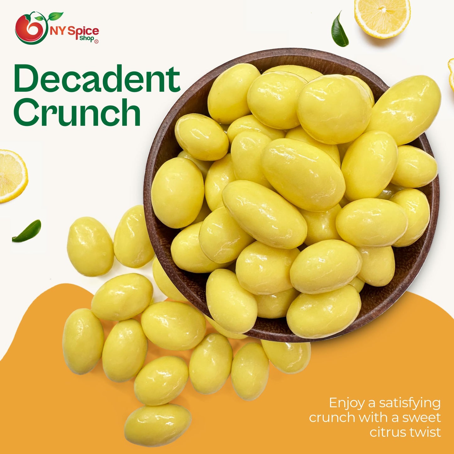 Ny Spice Shop Lemon Creme Chocolate Covered Almonds - 1 Pound Candied Creamy Crunchy Flavored Almonds Bulk For Birthday Parties,