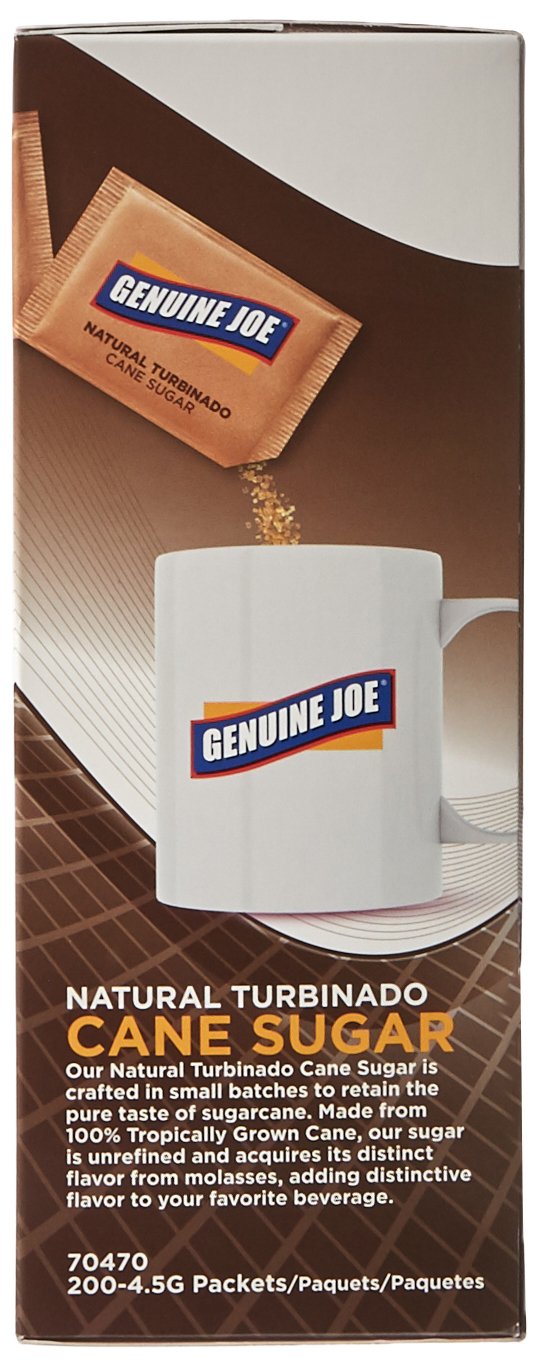 Genuine Joe-70470 Turbinado Natural Cane Sugar Packets - Brown