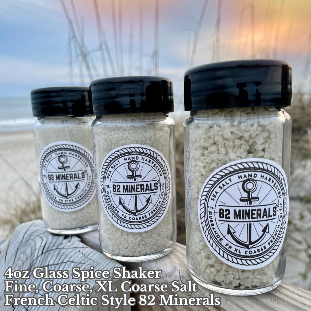 82 Minerals Sea Salt - Premium Hand-Harvested Sel Gris, Fine Mineral & Electrolyte Finishing Salt, 4 Ounce, Natural Gray