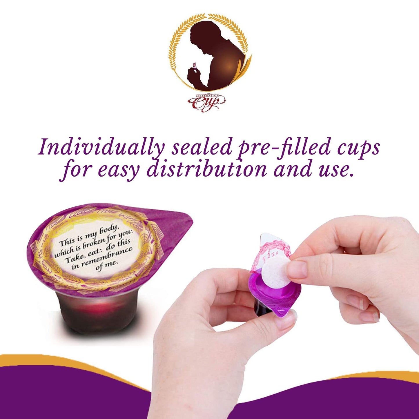 Celebration Cup, Grape Juice And Wafer Communion Cups Set With A 30-Day Devotional, Pack Of 30