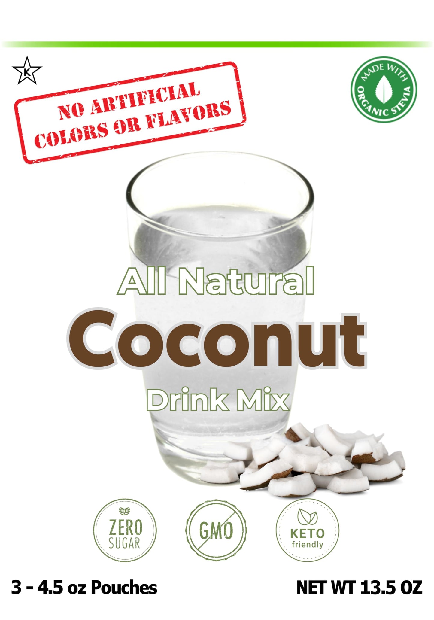 Gramzero All Natural Coconut Zero Calorie Sugar Free Drink Mix, Great For Nutrition Club Loaded Tea, Stevia Sweetened