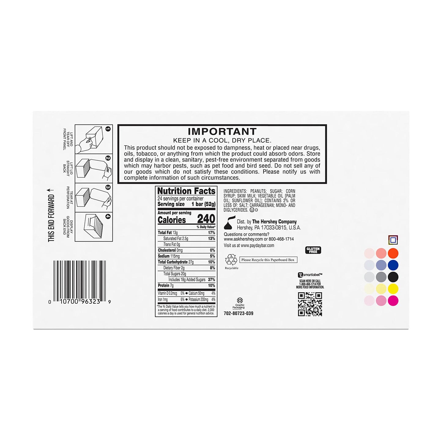 Payday Peanut Caramel, Halloween Candy Bars, 1.85 Oz (24 Count)