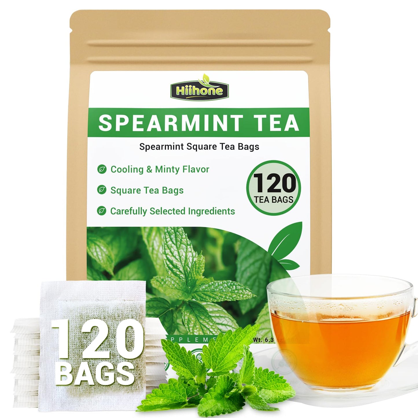 Spearmint Leaf Herbal Tea - Energy Blend Free  120 Teabags
