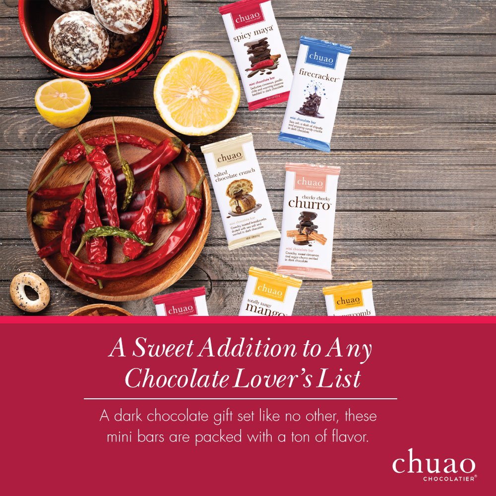 Chuao Chocolatier Gourmet Dark Chocolate Mini Gift Box - Assorted Bars, 8 Count - Perfect for Gifts, Holidays, Care Packages