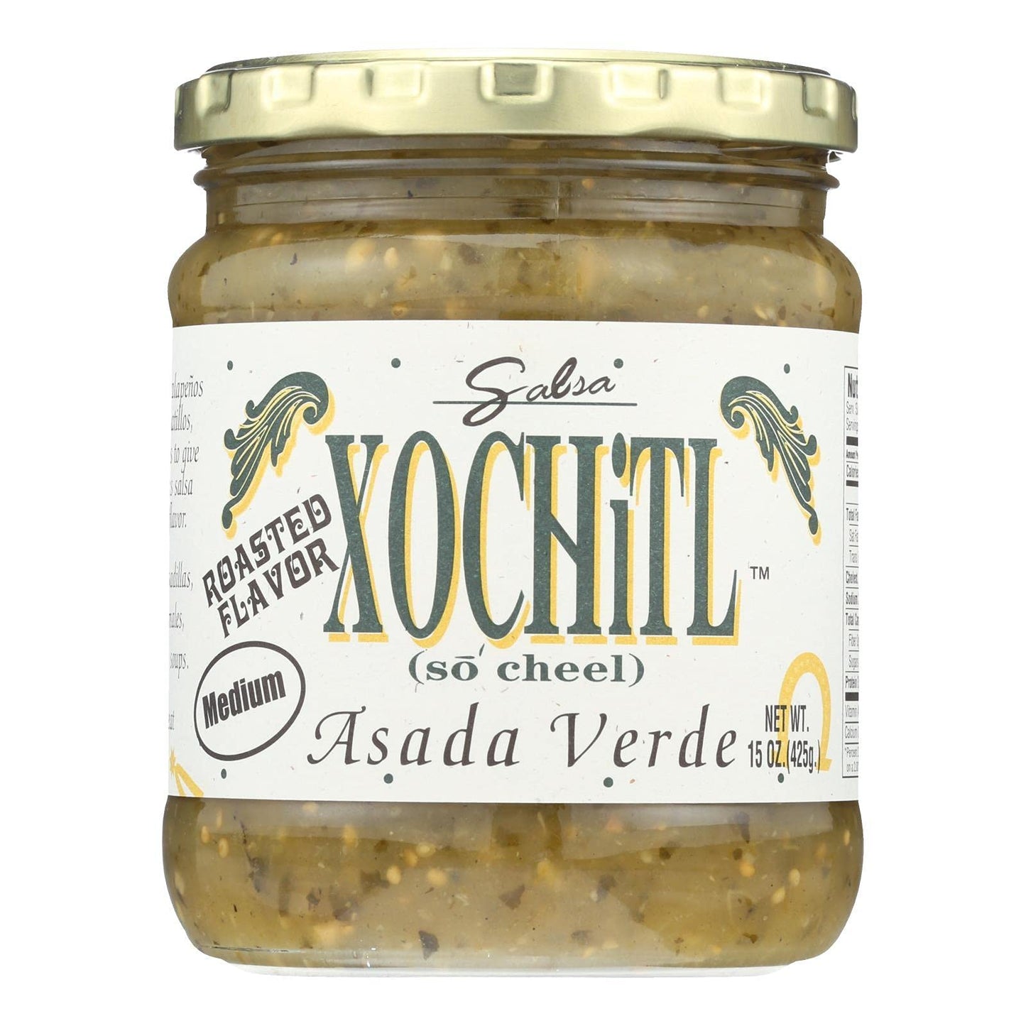 Xochitl Asada Verde Salsa - Medium - All Natural & No Artificial Preservatives - 15 oz (6 Pack)