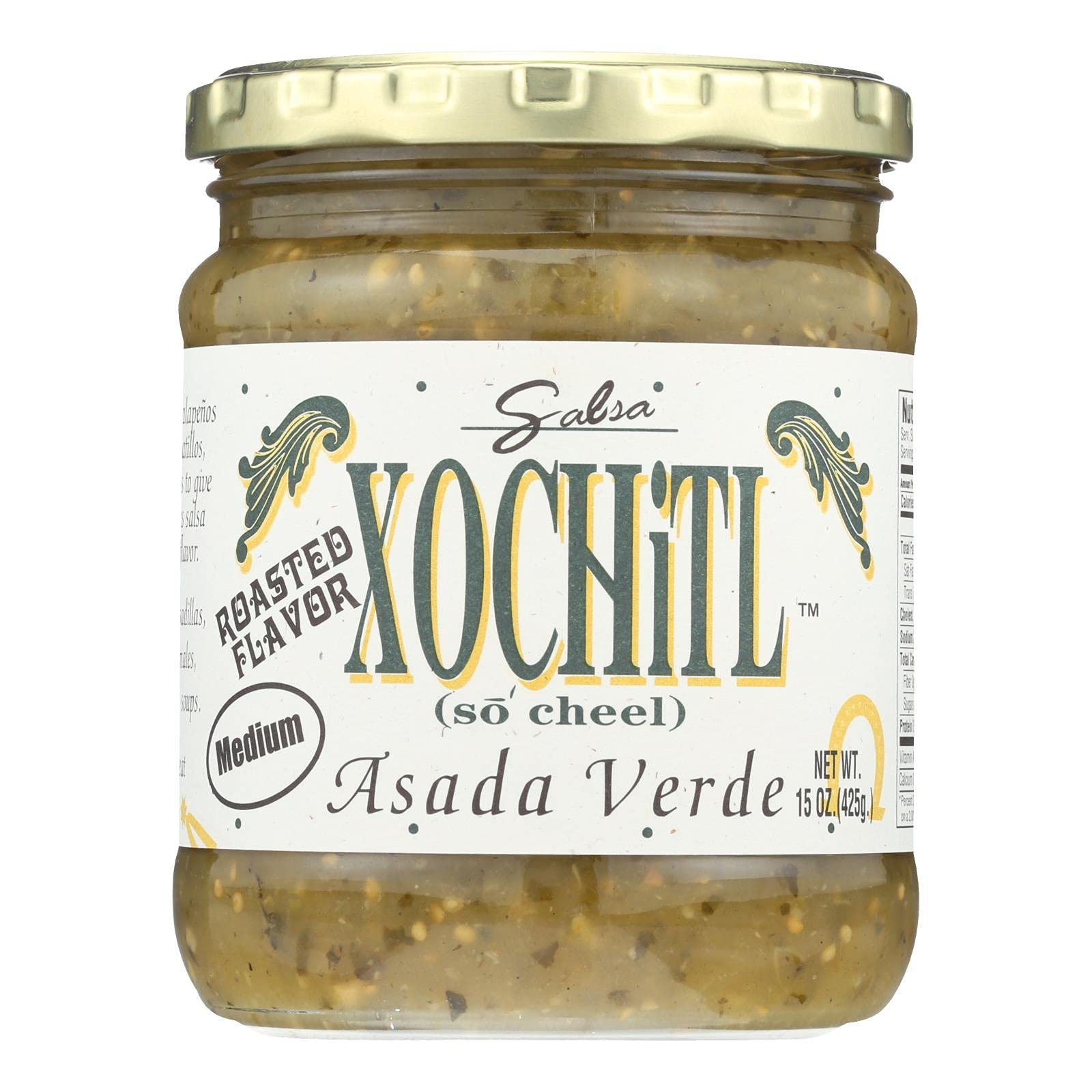 Xochitl Asada Verde Salsa - Medium - All Natural & No Artificial Preservatives - 15 oz (6 Pack)