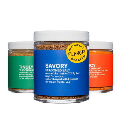 Momofuku Seasoned Salt Variety Pack by David Chang, 3 Pack, Umami Seasoning for Meat, Fish, & Vegetables, Chef Made for Cooking,