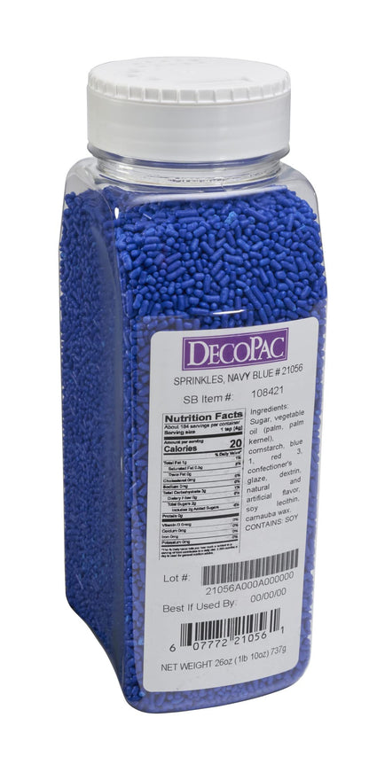 DecoPac Navy Blue Sprinkles | Extra Large 26oz Pack | Cake Sprinkle Mix, Fancy Sprinkles For Cake Decorating, Handheld Container