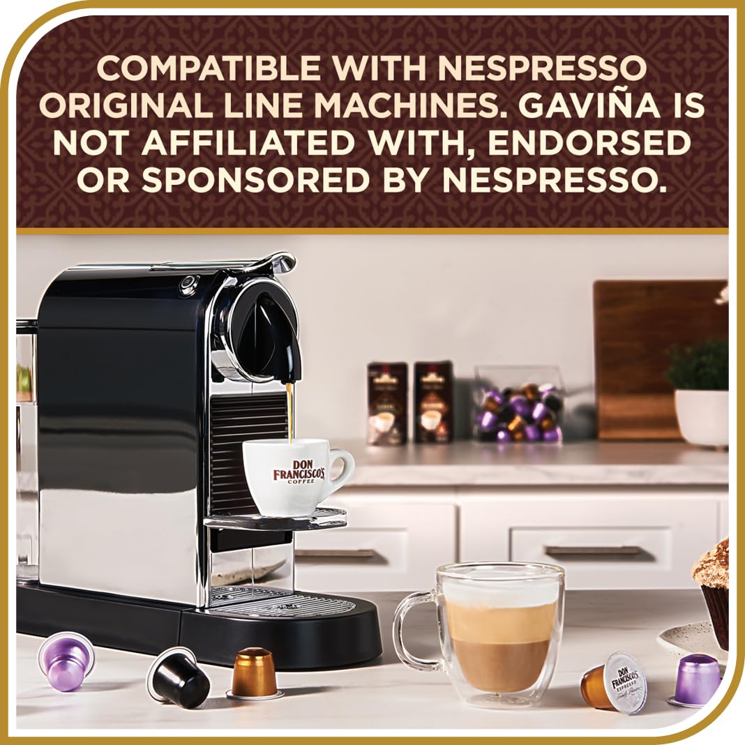 Don Franciscos Espresso Pods - 80 Recyclable Aluminum compact pieces, Dark Roast, Intensity 9, Compatible with Nespresso, Coffee, 10 Count (Pack of 8)