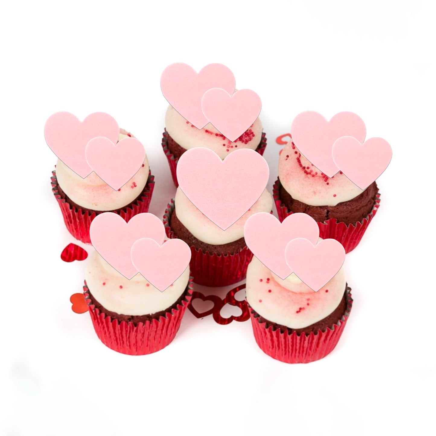 60 Pcs Edible Heart Cupcake Toppers Sweet Love Valentine'S Day Cake Decorations Edible Heart Cupcake Picks For Valentine'S Day W